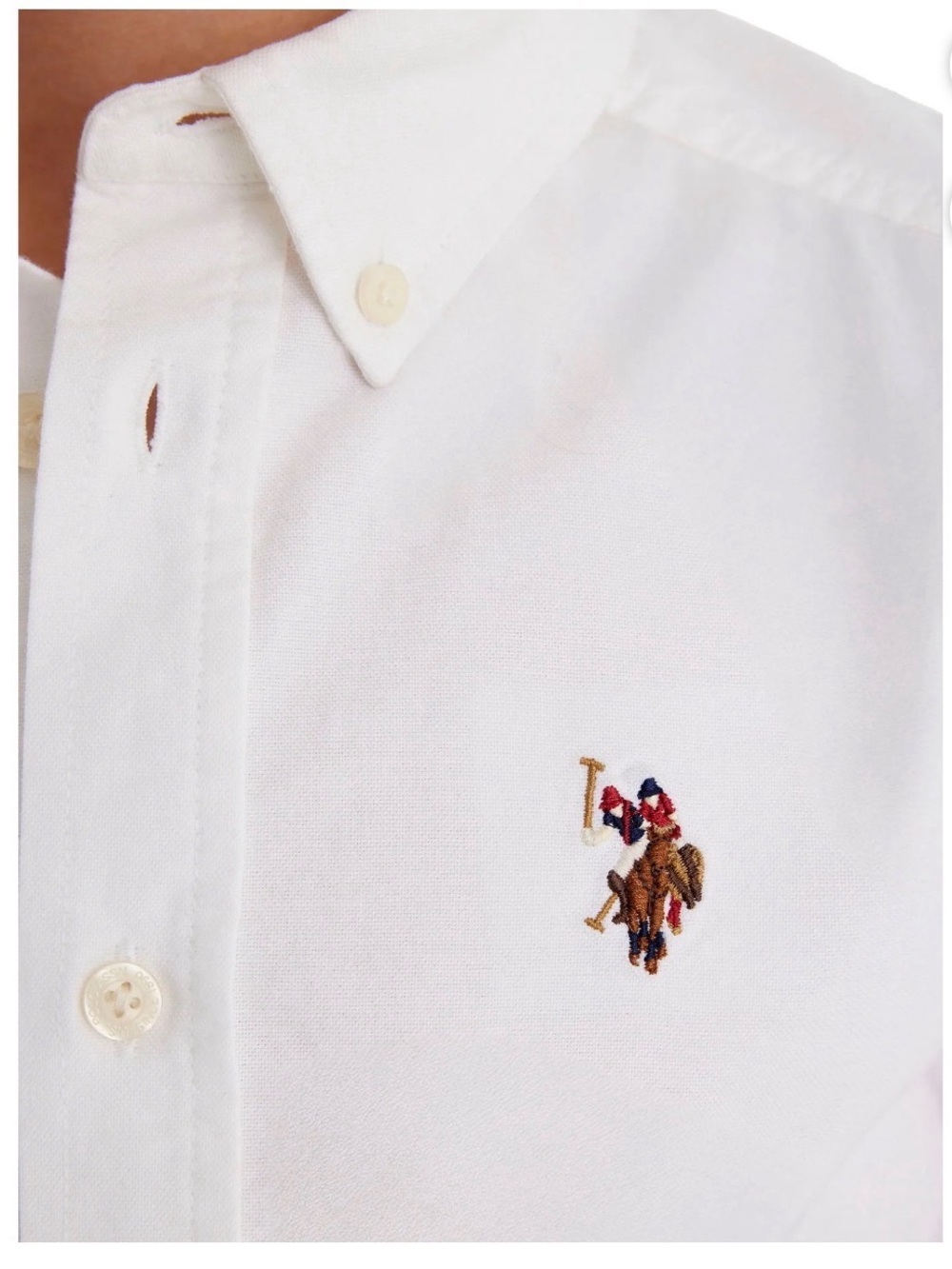 U.S. Polo Assn. White Long-Sleeve Button-Down Shirt with Red Logo - Picture 3 of 3